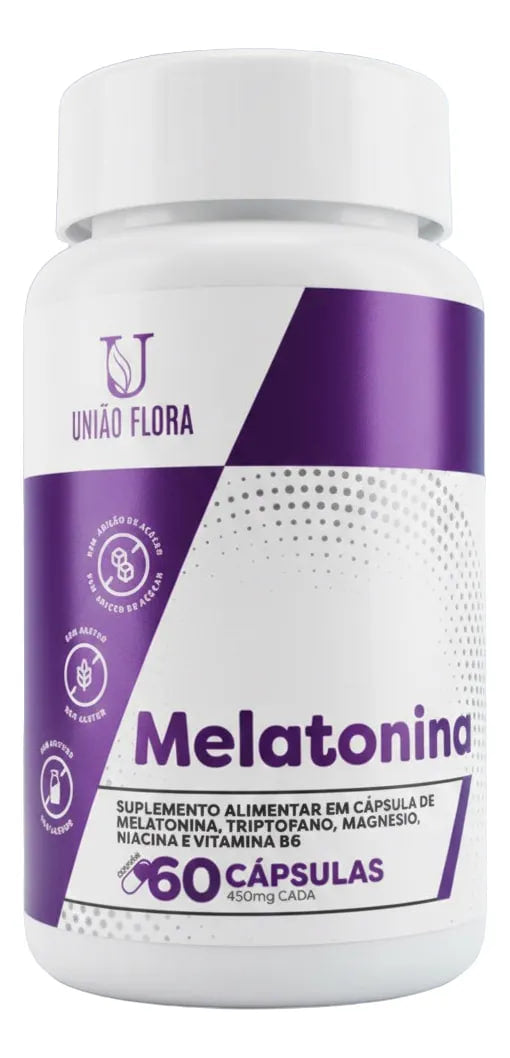 Melatonina 60 Cápsulas União Flora - Durma Bem Naturalmente Sem Sabor