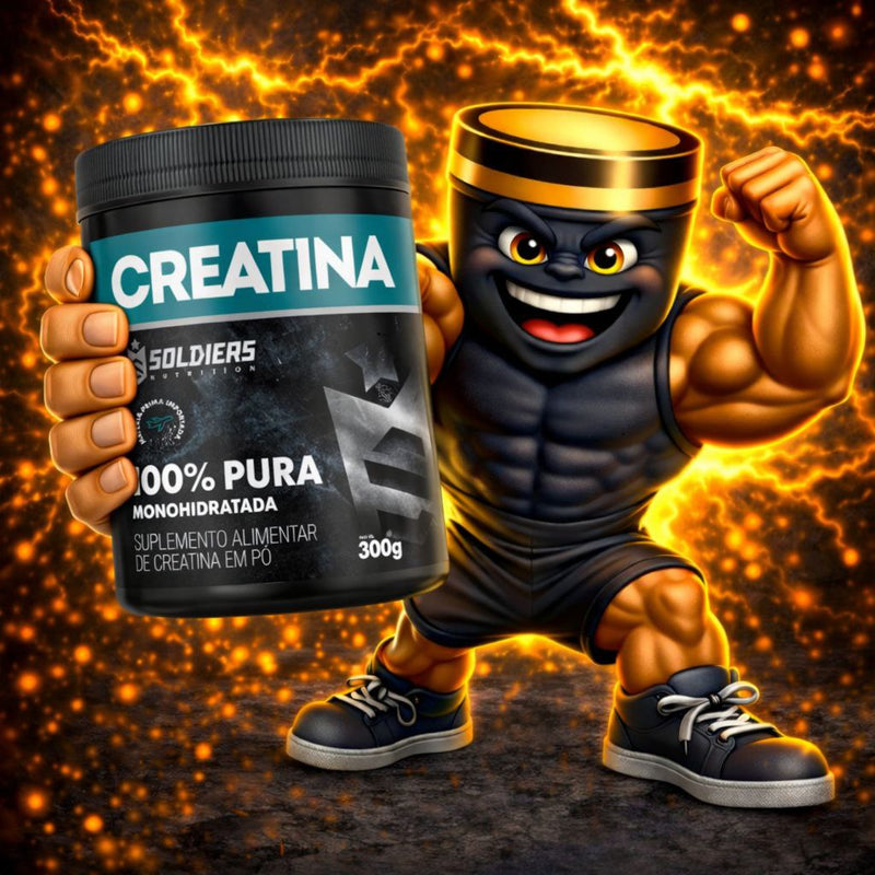 Creatina Monohidratada Pote 300g Soldiers Nutrition 100% Pura Importada Performance Músculo Treino